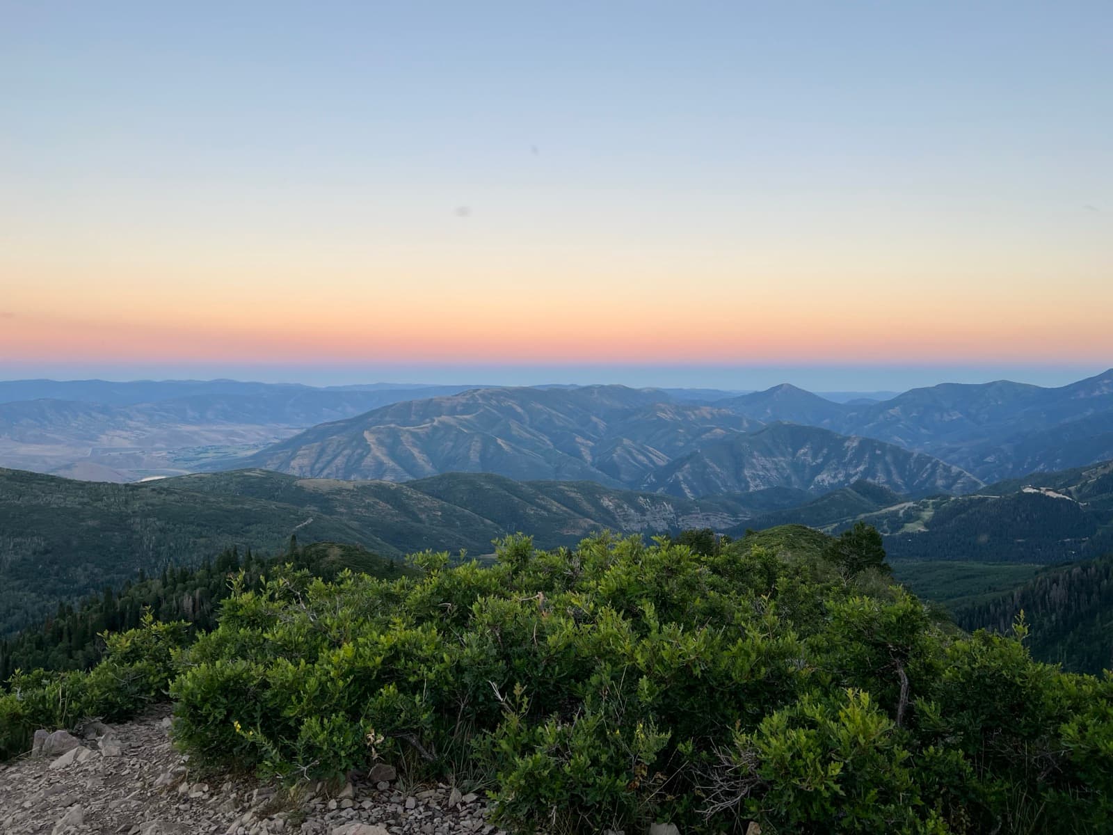 Sunset view from a mountain trail