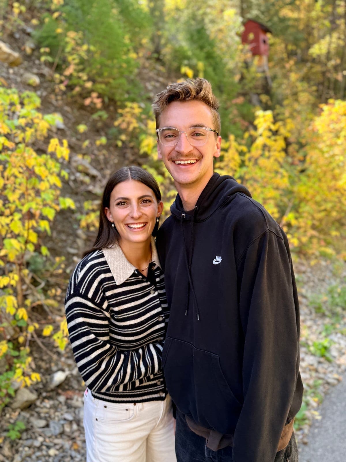 Calvin and his wife on a fall walk